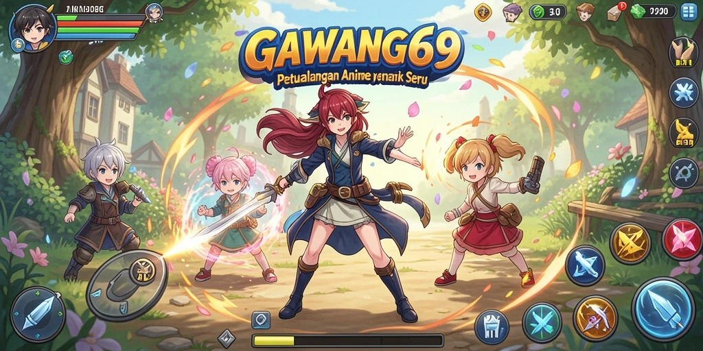 Tangkapan layar GAWANG69 menampilkan karakter Anime dalam pertarungan seru.