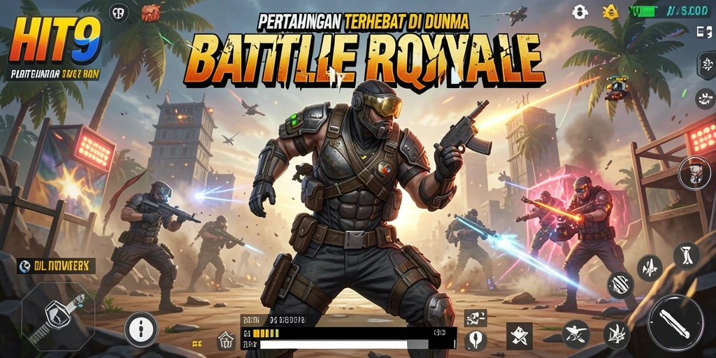 Screenshot menunjukkan aksi seru di permainan Battle Royale HIT9.