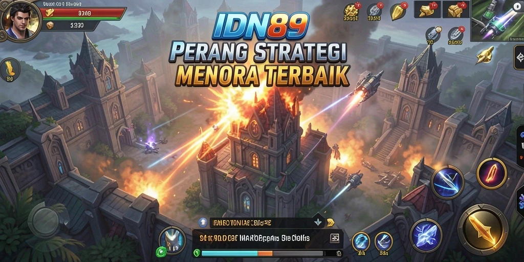 Tangkapan layar utama IDN89 yang menunjukkan pertahanan tower yang epik.
