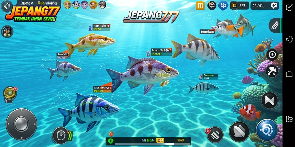 Tampilan gameplay seru JEPANG77 saat menangkap ikan.