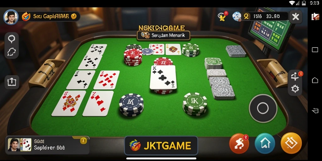 Screenshot dari gameplay JKTGAME yang menampilkan suasana bermain Gaple.