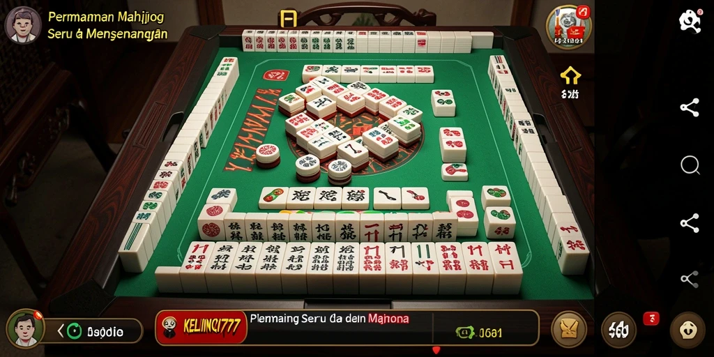Tampilan gameplay menarik KELINCI777 dengan ubin Mahjong berwarna-warni.