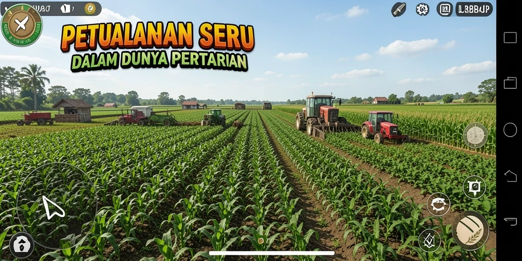 Tangkapan layar gameplay menampilkan aksi seru bertani di LMBAJP.