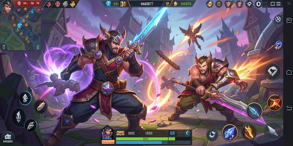 Tangkapan layar dari pertarungan sengit dalam MOBA NABOB77.