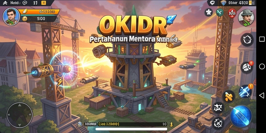 Gambar menunjukkan gameplay intens dari OKIDR dalam pertarungan Tower Defense.