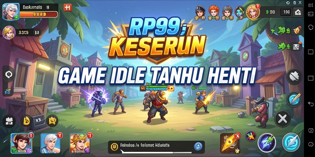 Tangkapan layar utama RP99 menampilkan gameplay Idle yang menarik.