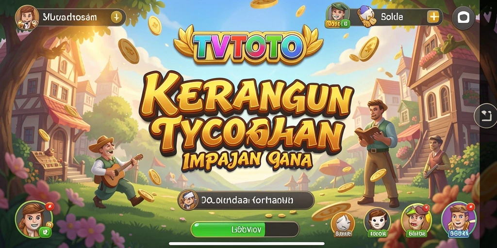 Screenshot gameplay TVTOTO menampilkan pembangunan bisnis yang strategis.